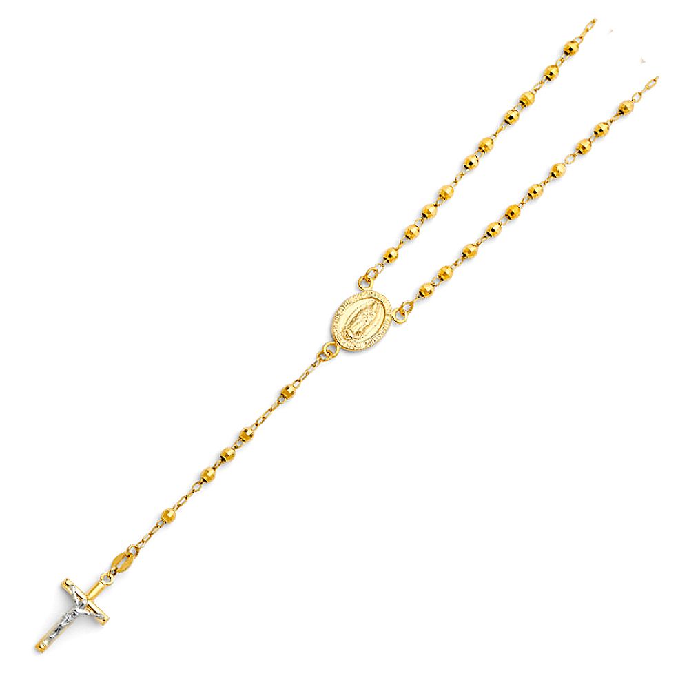 14KY 3mm Disco Ball Rosary Necklace - 18&quot;