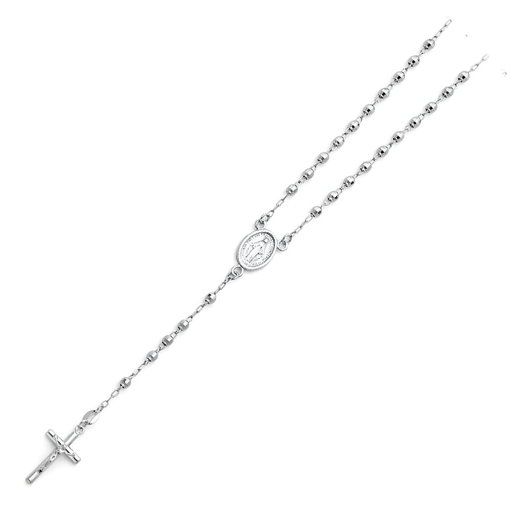 14KW 3mm Disco Ball Rosary Necklace - 18&quot;