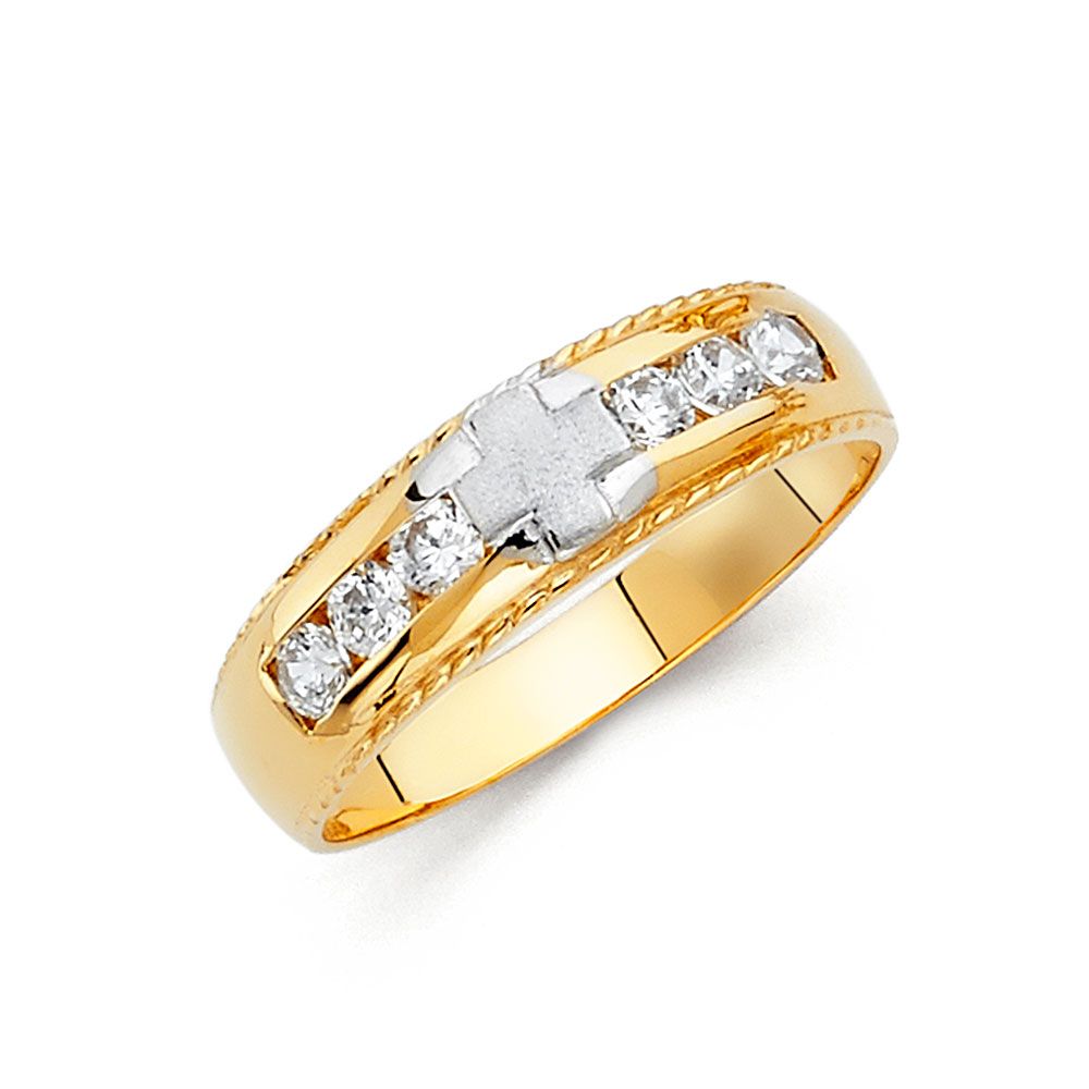 14K 2T CZ Men&#39;s Wedding Band (RG157)