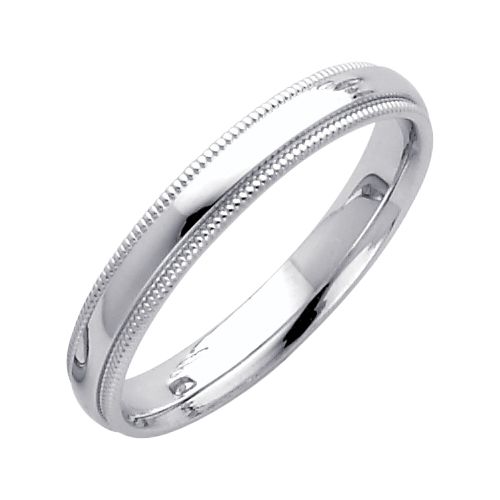14KW 3mm Milgrain Comfort Wedding Band