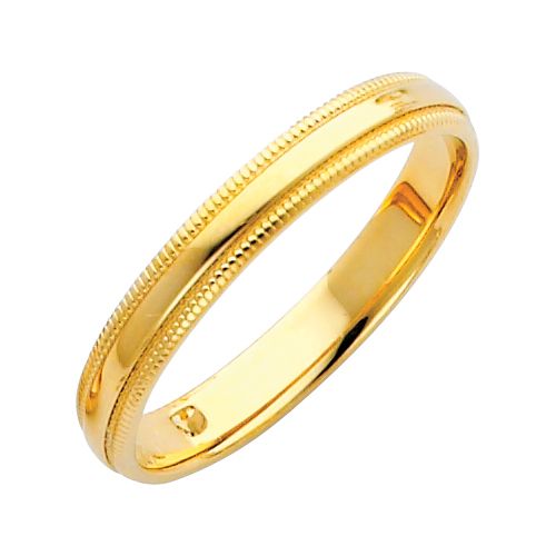 14KY 3mm Milgrain Comfort Wedding Band