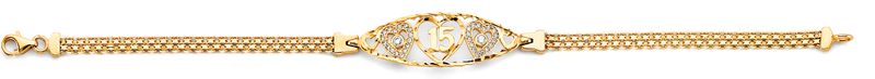 14K 2T CZ 15 Years ID Bracelet