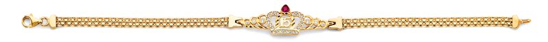 14K 2T CZ 15 Years Crown Bracelet