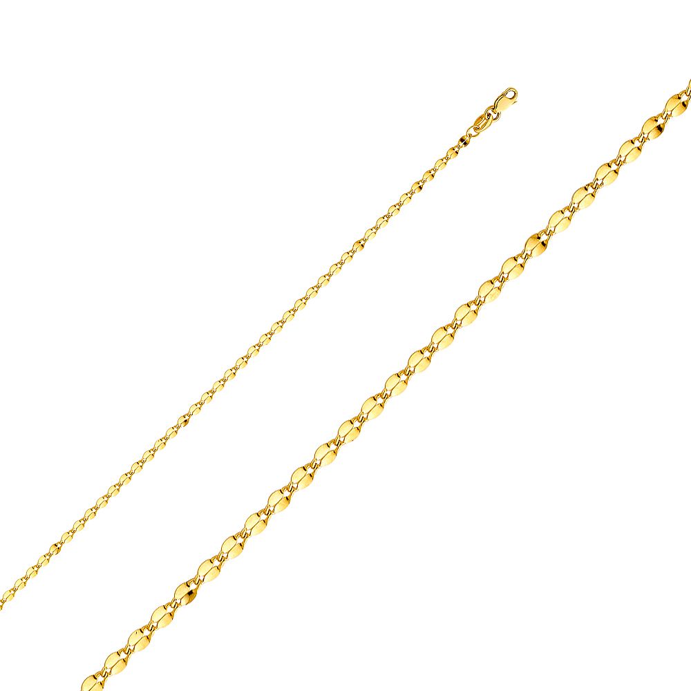 14KY 2.2mm Hollow Curve Mirror Chain