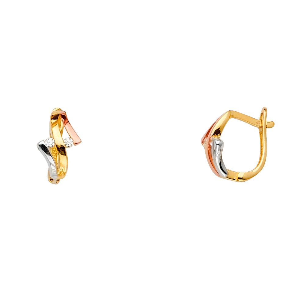 14K 3C Fancy CZ Earrings