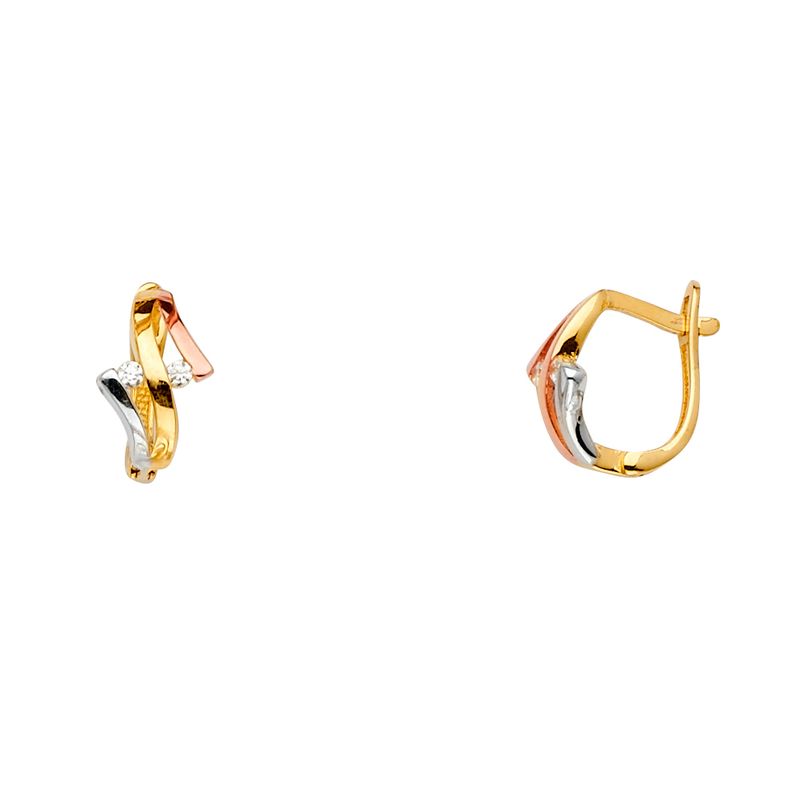 14K 3C Fancy CZ Earrings