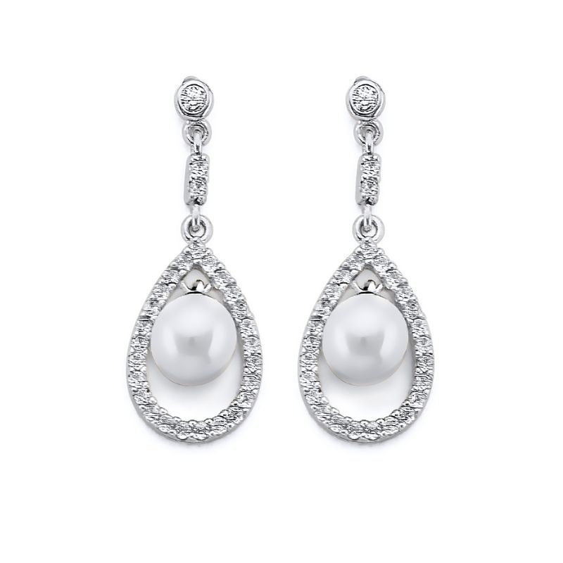 14KW CZ Pearl Earrings (ER444)