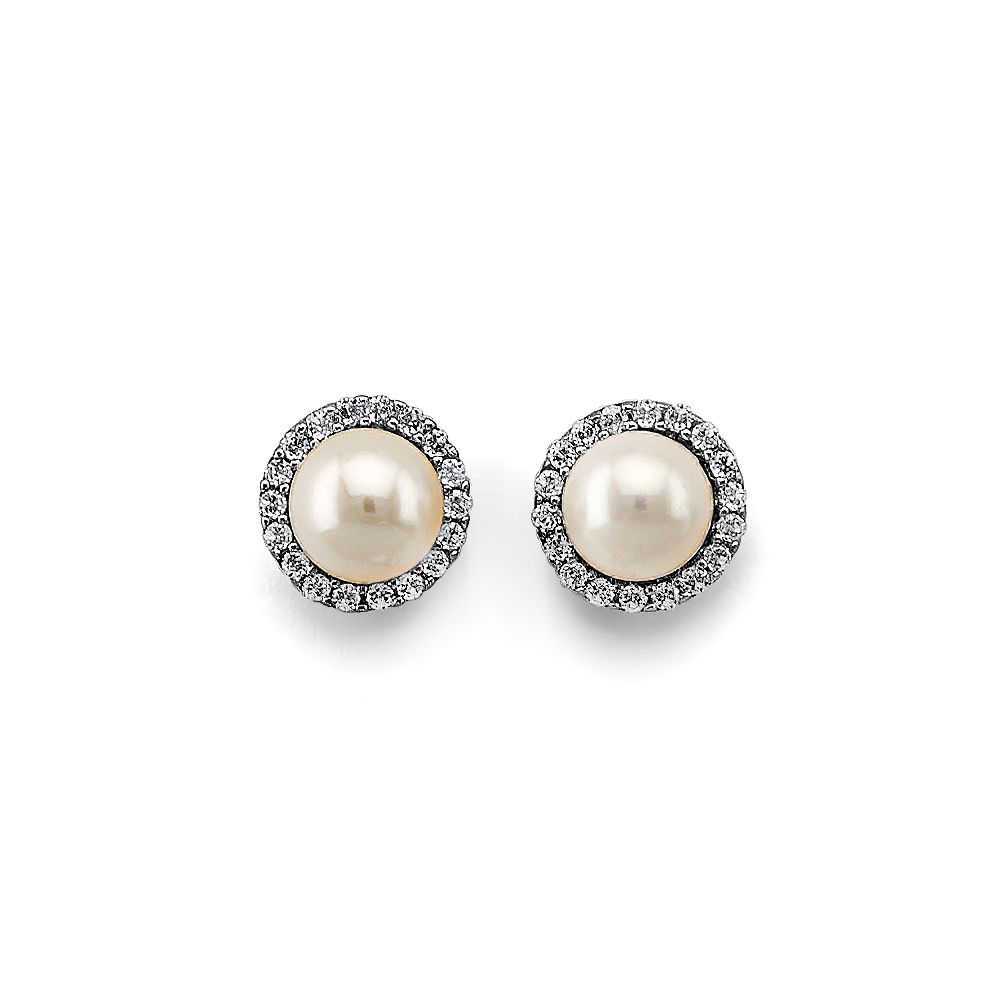 14KW CZ Pearl Earrings (ER445)