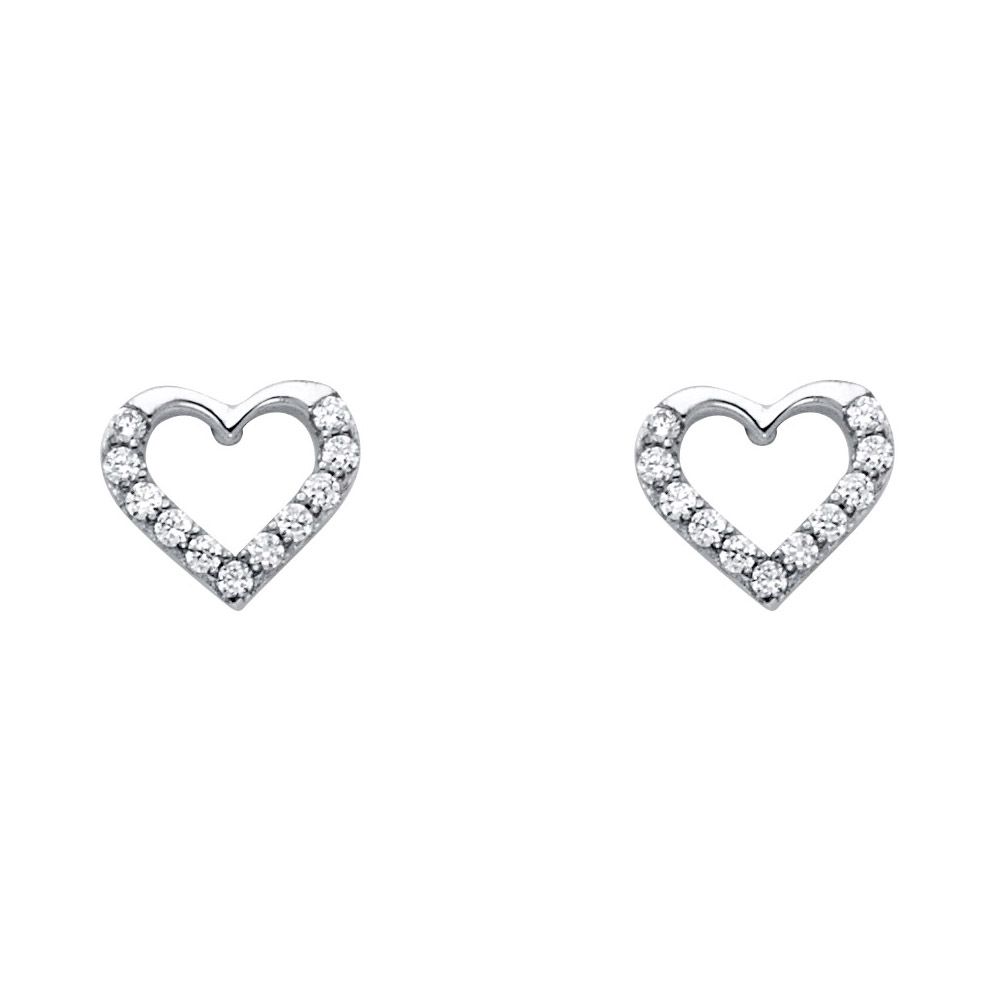 14KW CZ Heart Post Earrings