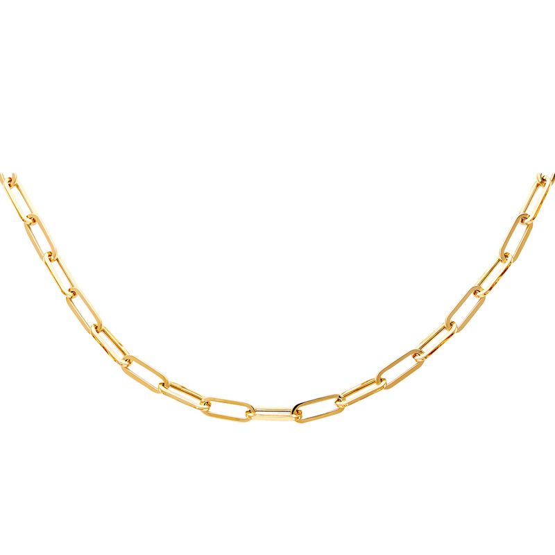 14KY 5.5mm Hollow Paperclip Necklace Chain - 18&quot;