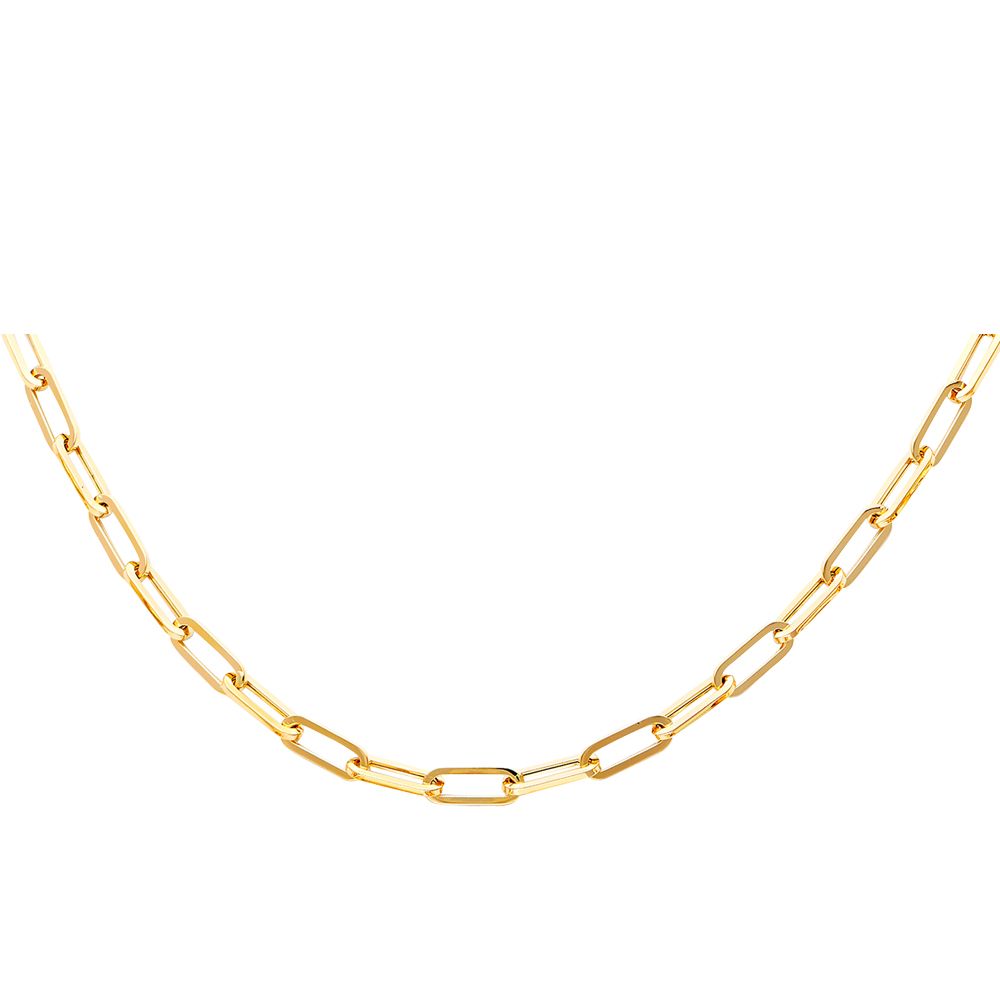 14KY 4.0mm Hollow Paperclip Necklace Chain - 18&quot;