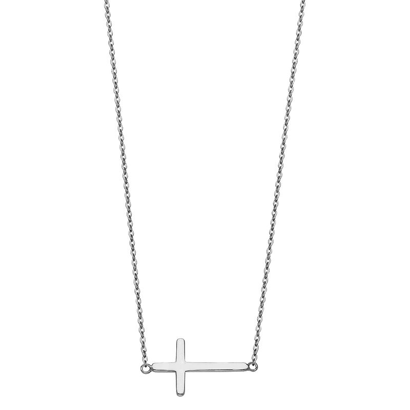14KW Side Way Cross Necklace