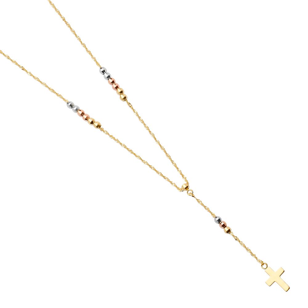 14K 3C 2.5mm Ball Fancy Rosary Necklace