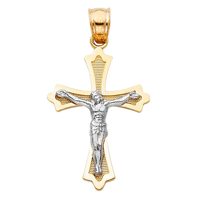 14K 2T Polished/Satin Crucufix
