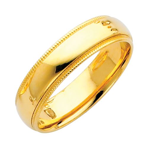 14KY 5mm Milgrain Comfort Wedding Band