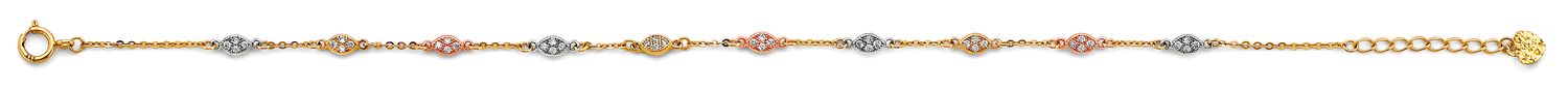 14K 3C CZ Light Anklet (9+1)