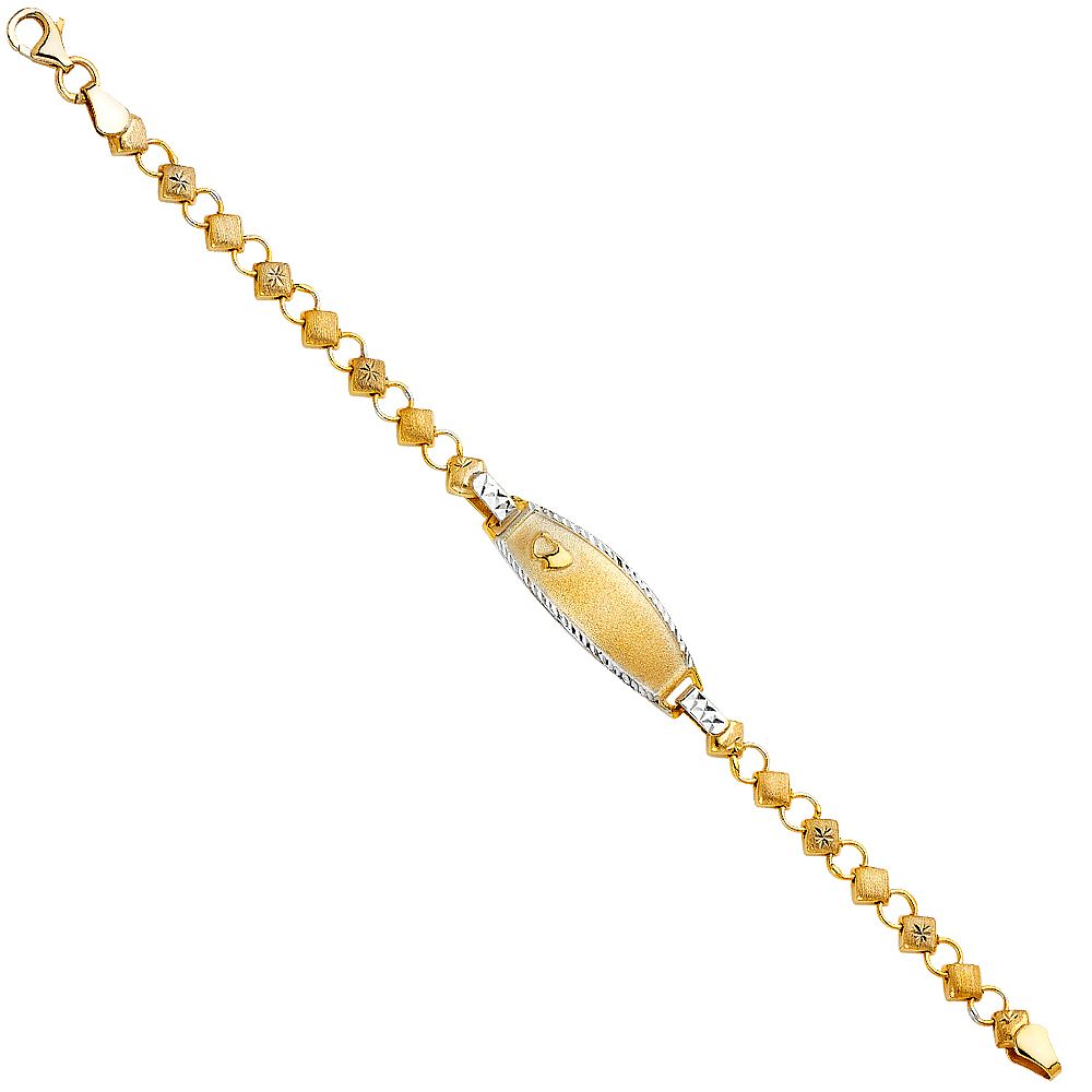 14K 2T Stampato Oval Baby ID Bracelet