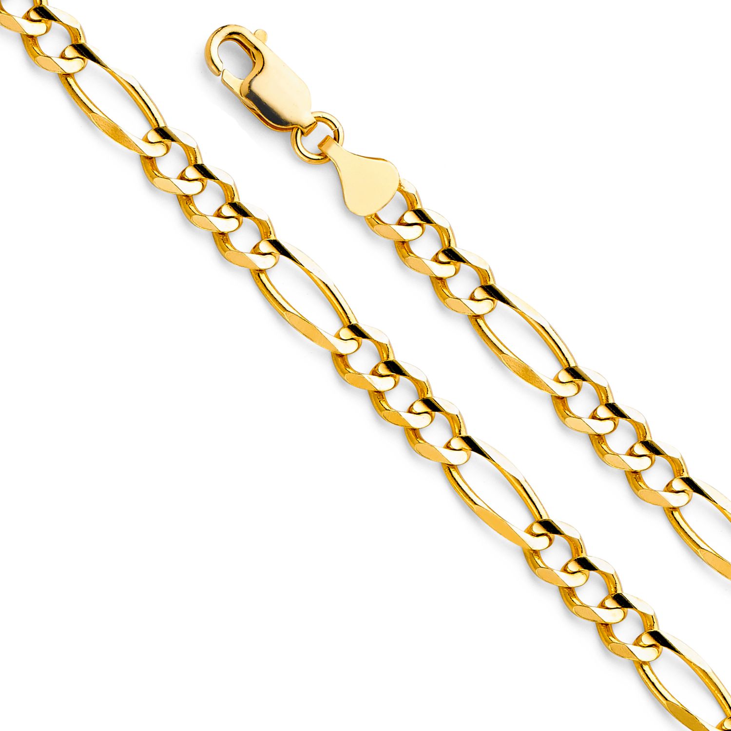 14KY 6mm Figaro 3+1 Concave Chain