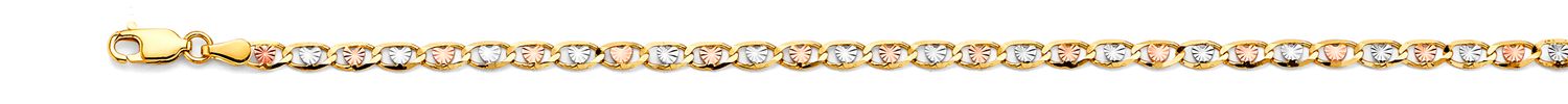 14K 3C 3.2mm Heart Valentino Star DC Chain