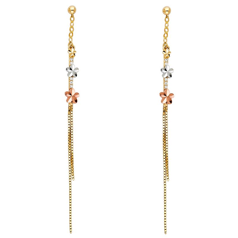 14K 3C Dangling Earrings