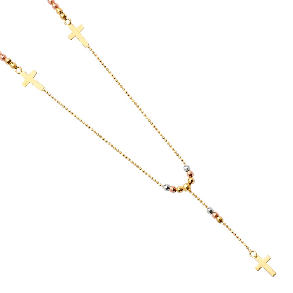 14K 3C 2.5mm Ball Fancy Rosary Necklace