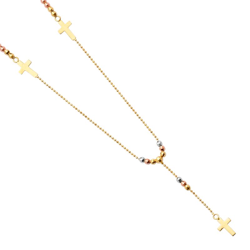 14K 3C 2.5mm Ball Fancy Rosary Necklace
