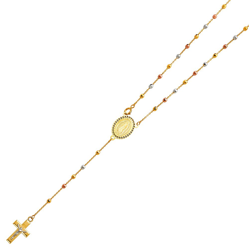 14K 3C 2.5mm Disco Ball Rosary Necklace