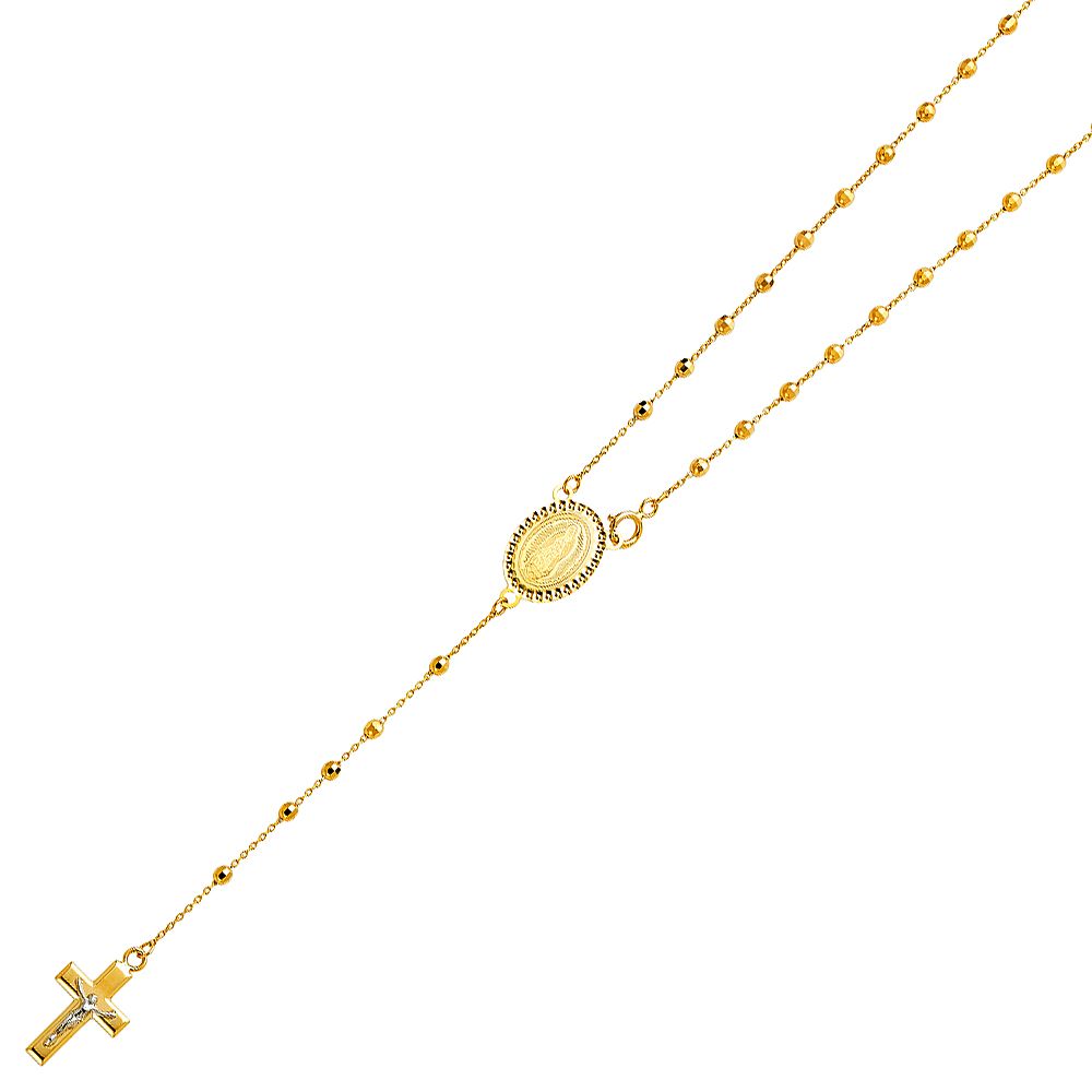 14KY 2.5mm Disco Ball Rosary Necklace