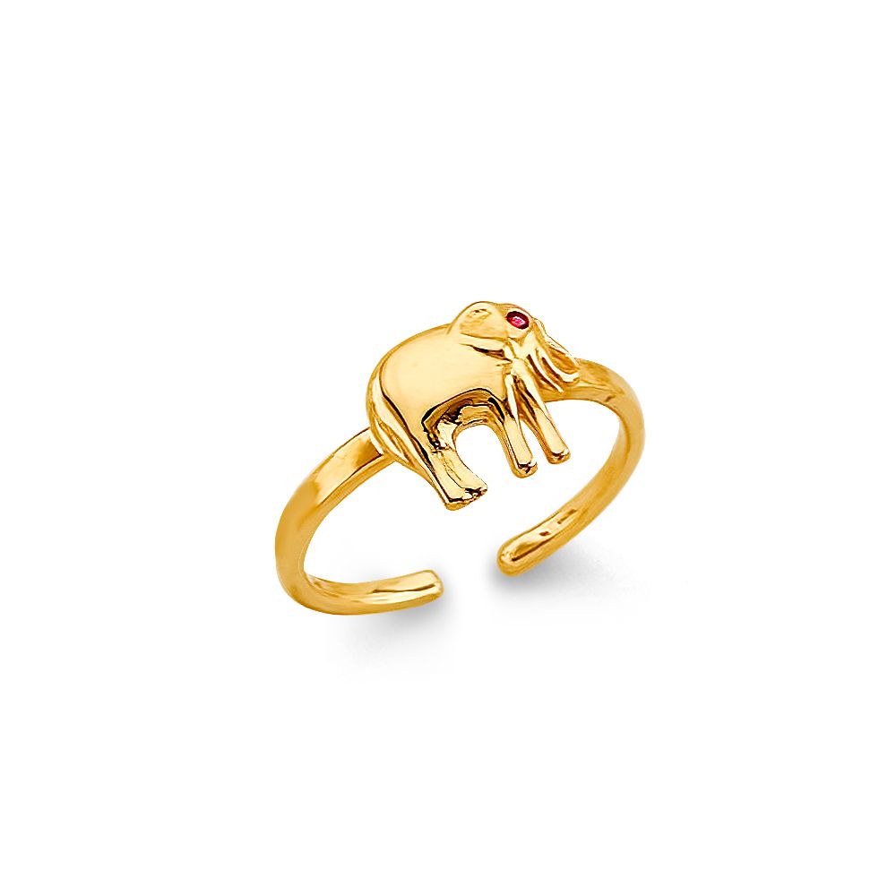14KY CZ Elephant Toe Ring