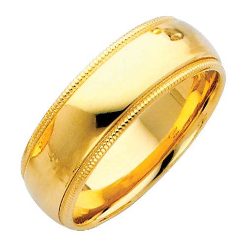 14KY 7mm Milgrain Comfort Wedding Band