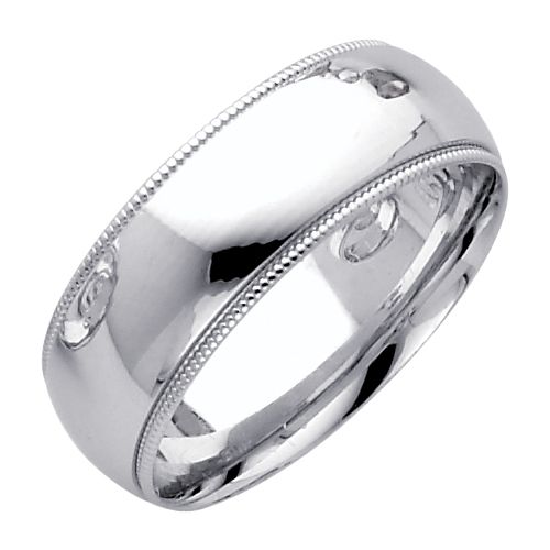 14KW 7mm Milgrain Comfort Wedding Band