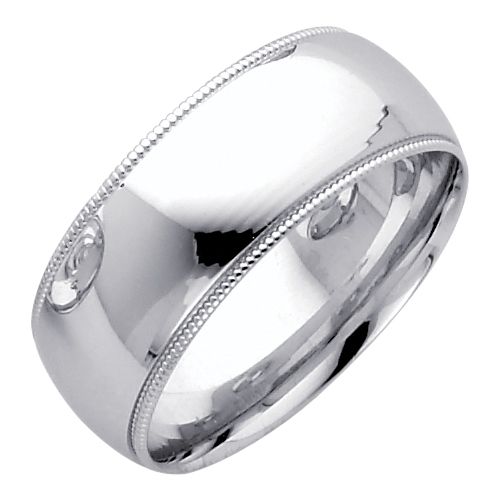 14KW 8mm Milgrain Comfort Wedding Band