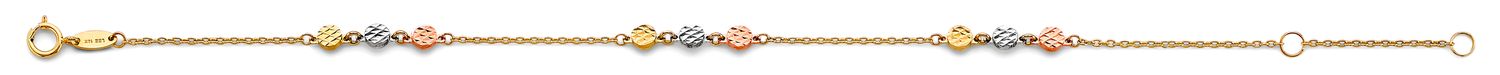 14K 3C Light Anklet (9+1)