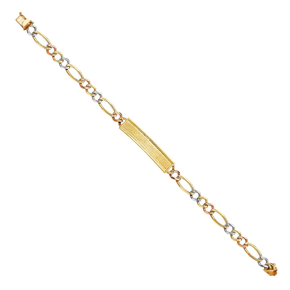 ​14K 3C DC Figaro Frame ID Bracelet
