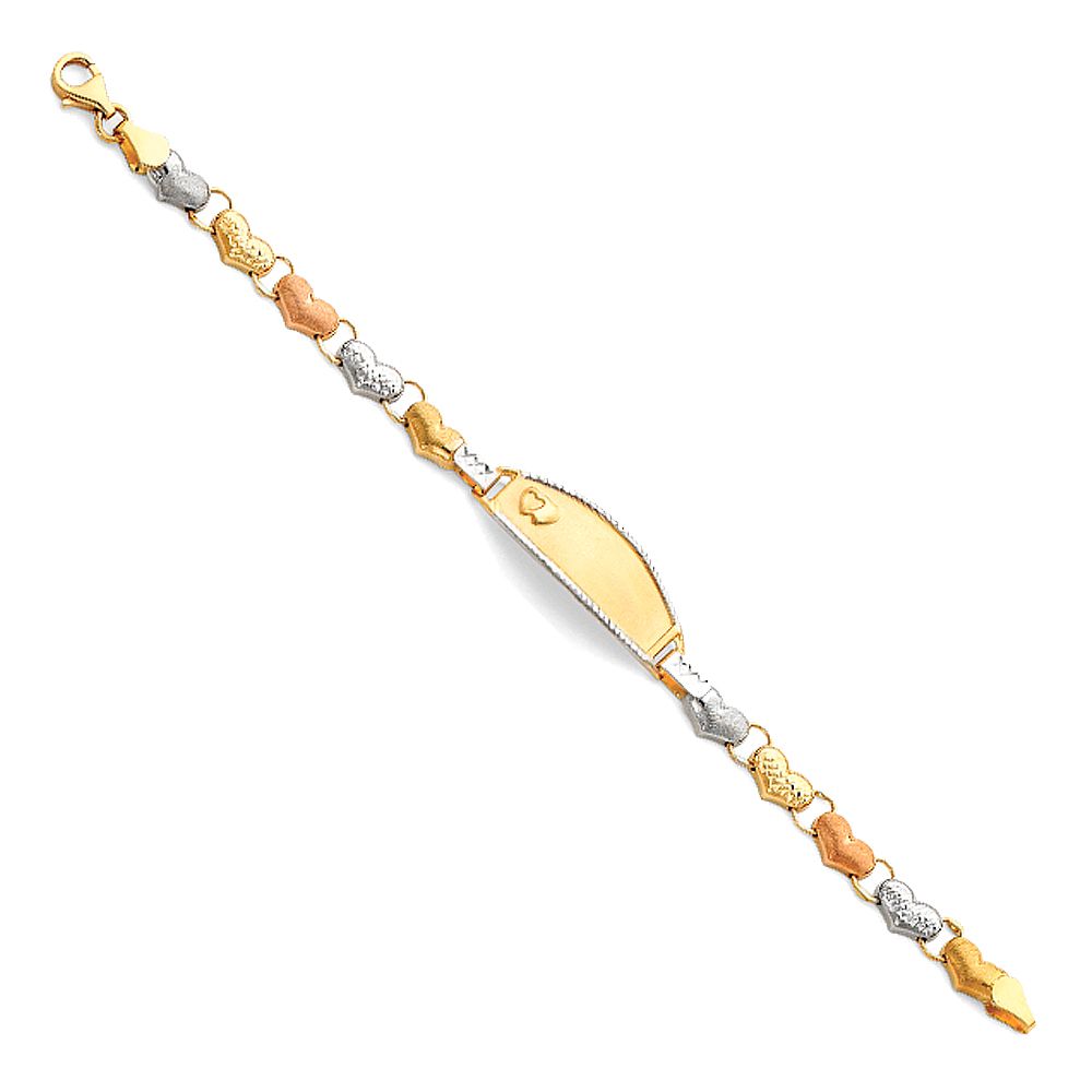 14K 2T Stampato Oval Baby ID Bracelet