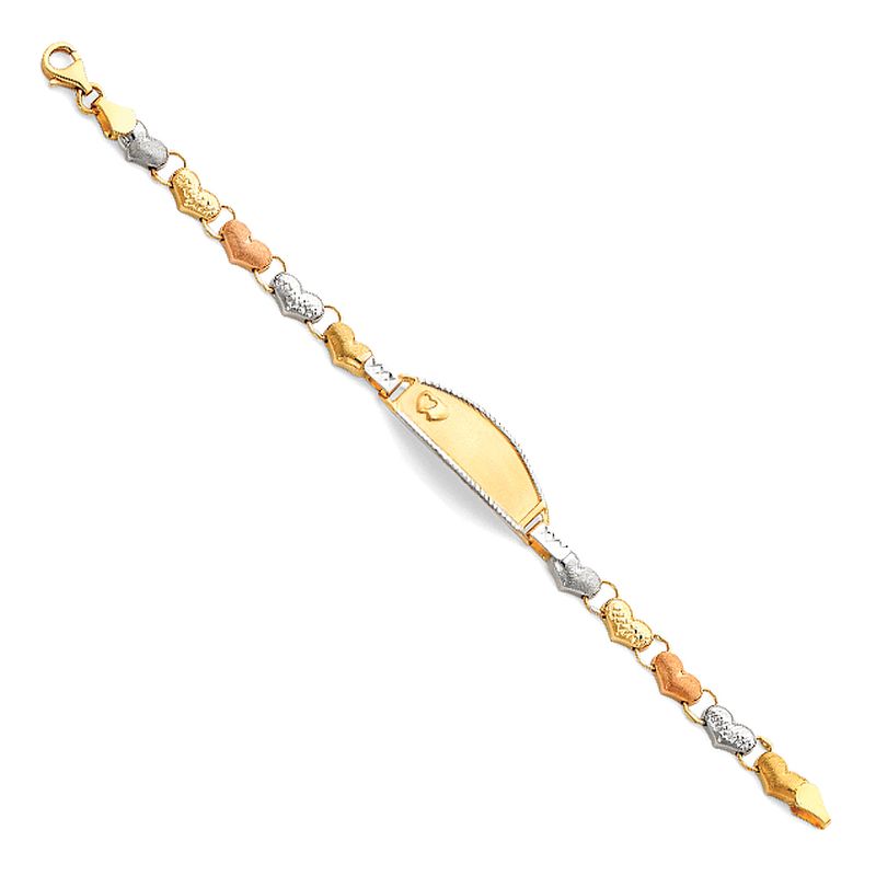 14K 2T Stampato Oval Baby ID Bracelet