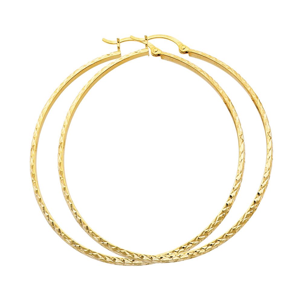 14KY DC 2.8mm Hollow Round Tube Hoop Earrings (55mm)