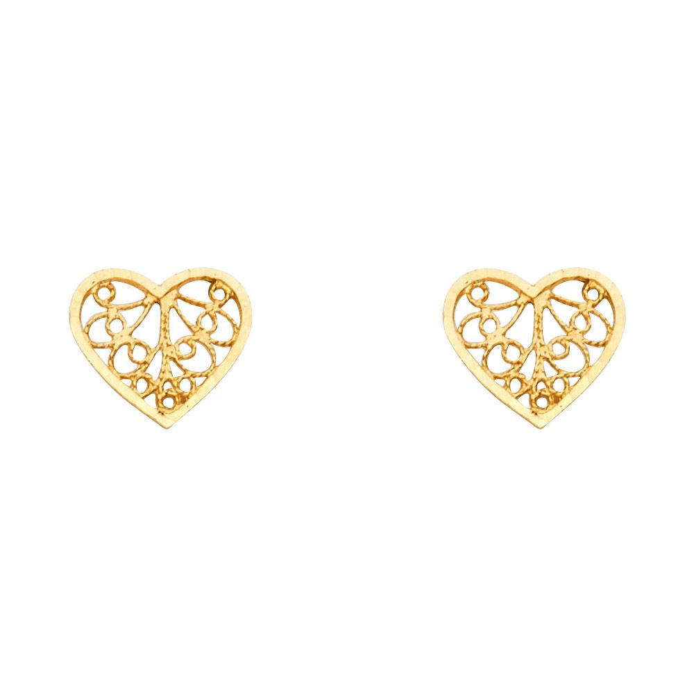 14KY Small Heart Post Earrings