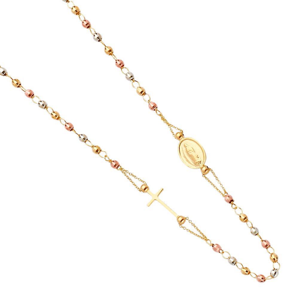 14K 3C Guadalupe Fashion Rosary Necklace