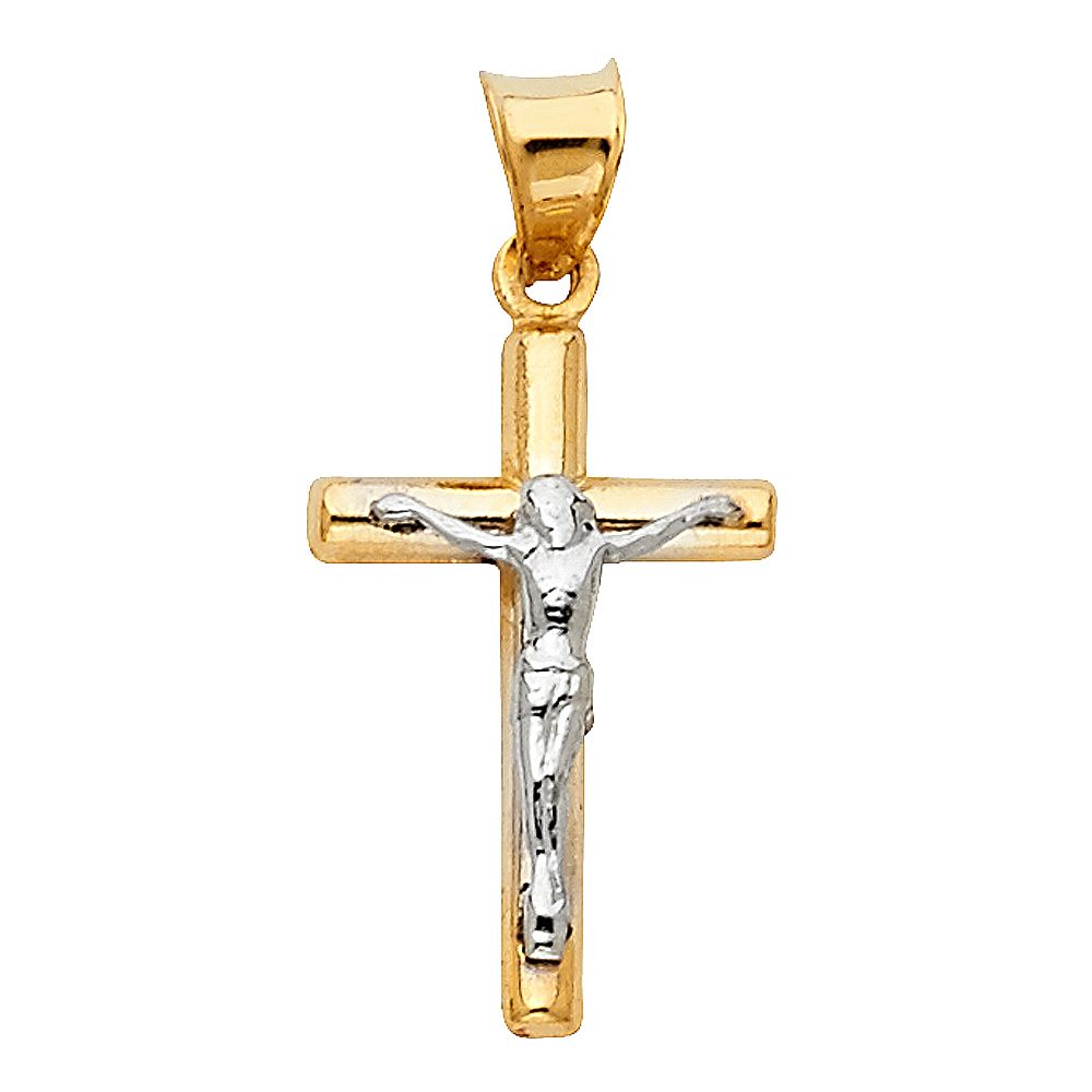 14K 2T Hollow Round Tube Crucufix