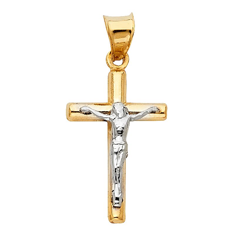 14K 2T Hollow Round Tube Crucufix