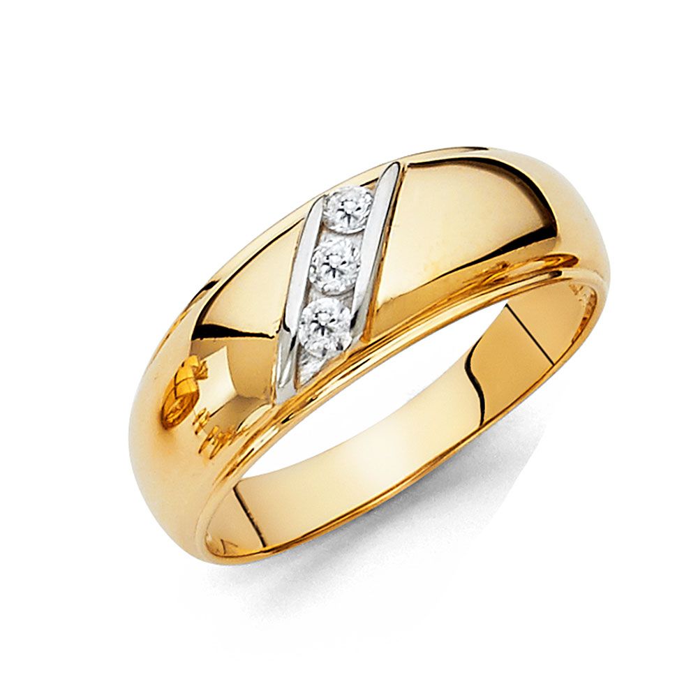 14KY CZ Men&#39;s Wedding Band (RG209)