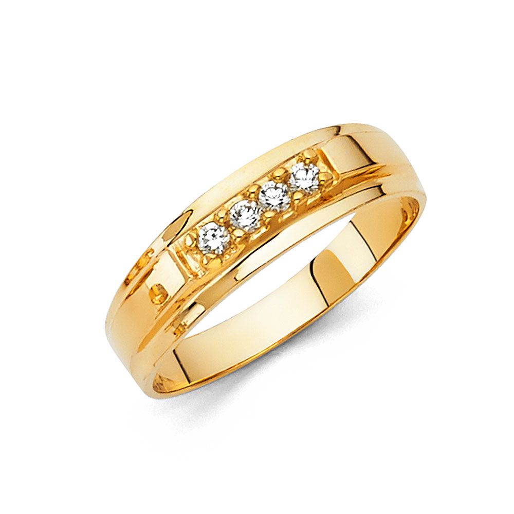 14KY CZ Men&#39;s Wedding Band (RG221)
