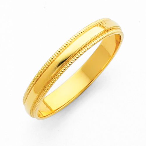 14KY 3mm Milgrain Wedding Band
