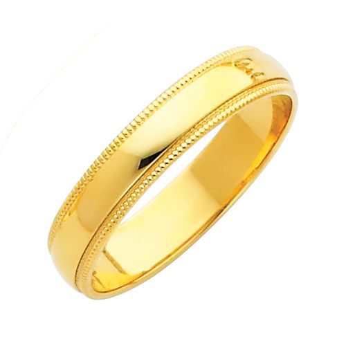 14KY 4mm Milgrain Wedding Band