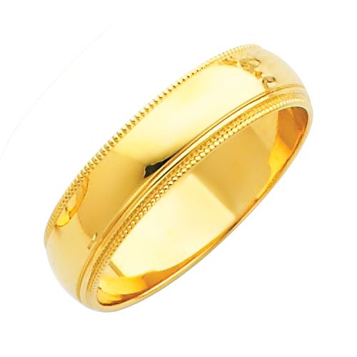 14KY 5mm Milgrain Wedding Band