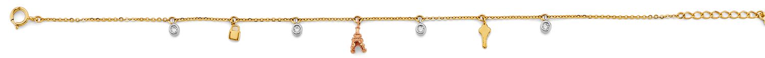 14K 3C Charm CZ Bracelet &amp; Anklet