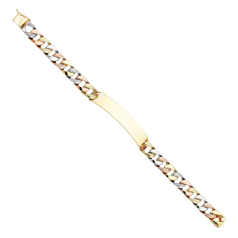 14K 3C Nugget Cuban ID Bracelet