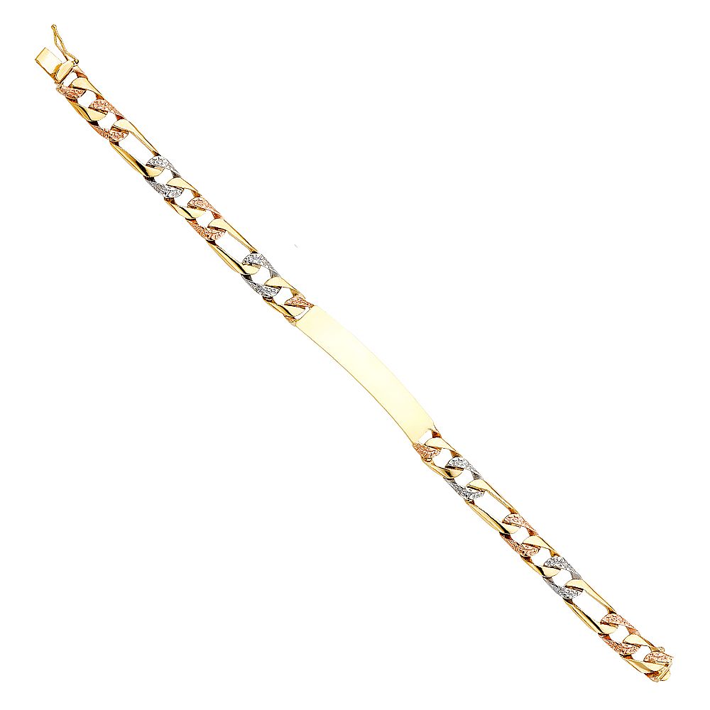 14K 3C Nugget Figaro ID Bracelet