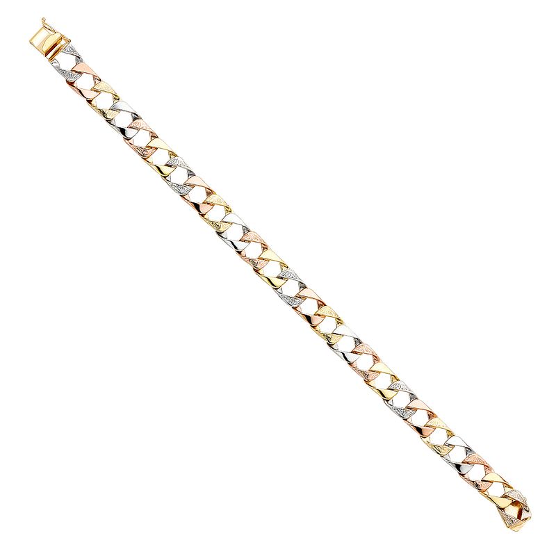 14K 3C Fancy Cuban Link Bracelet